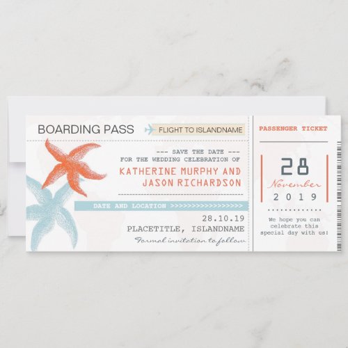 plane tickets boarding pass save the date design