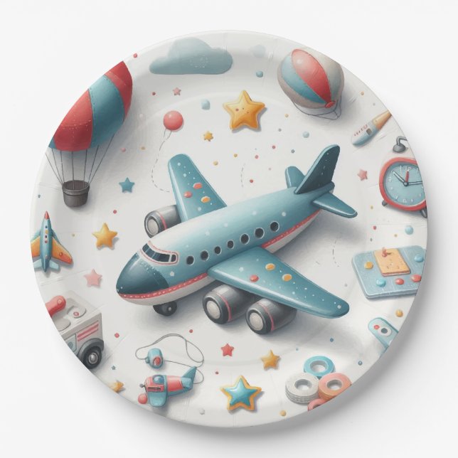 Plane toy boy  paper plates (Front)