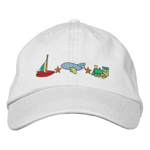 Plane, Train, Sailboat Embroidered Baseball Hat