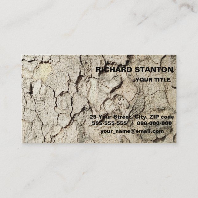 Plane tree camouflage looks bark pattern business  business card (Front)