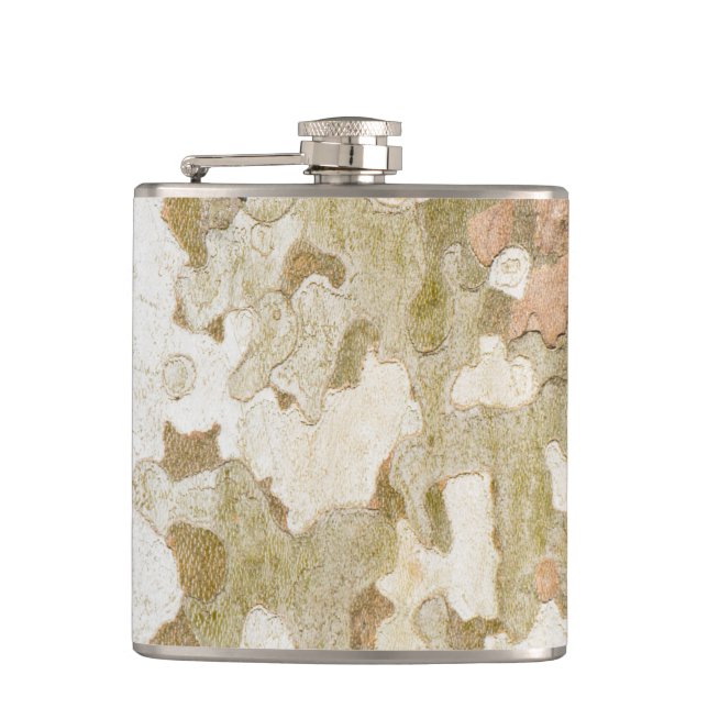 Plane tree camouflage looks bark pattern flask (Front)
