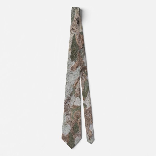Plane tree camouflage looks bark pattern neck tie (Front)