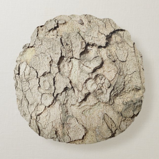Plane tree camouflage looks bark pattern round pil pillow (Front)