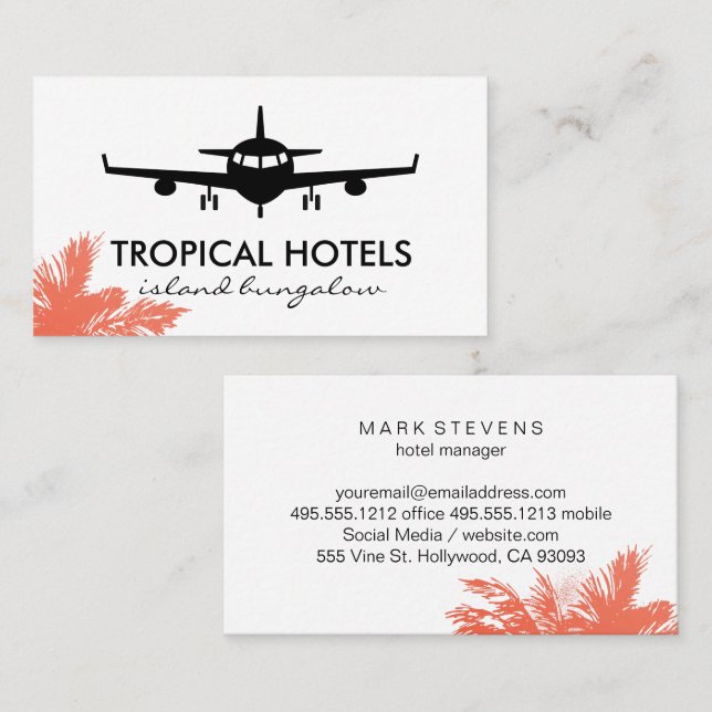 Plane | Tropical Palm Trees Business Card (Front/Back)