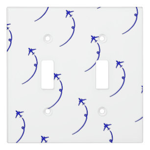 Plane With Air Trail Kids Room White  Light Switch Cover