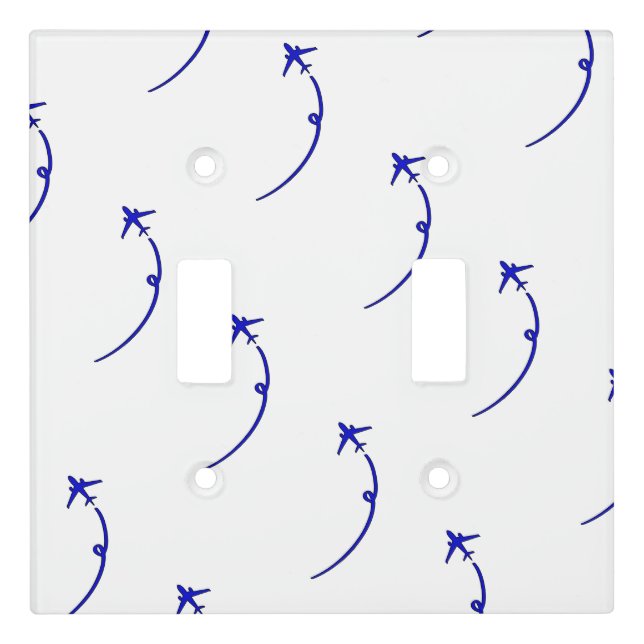 Plane With Air Trail Kids Room White  Light Switch Cover (Front)