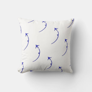 Plane With Air Trail Kids Room White Throw Pillow