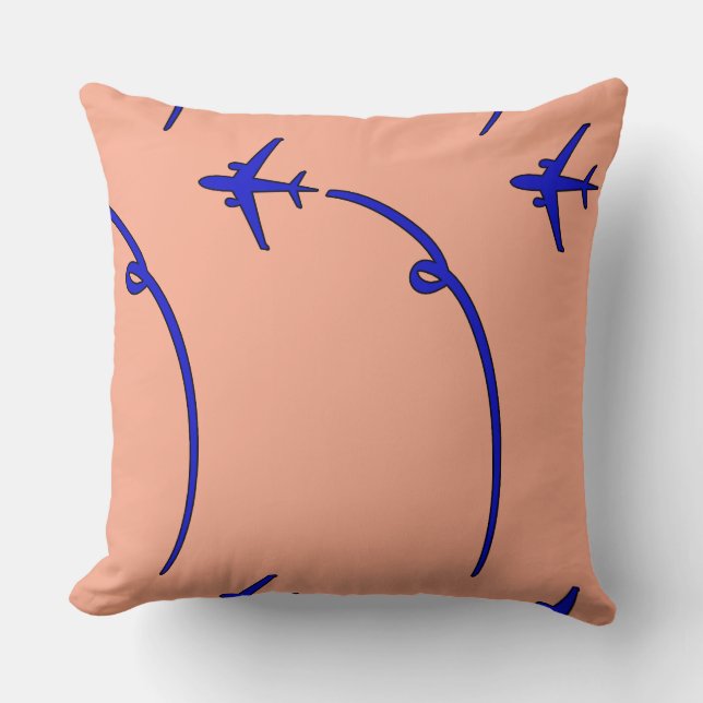 Plane With Air Trail Peach  Throw Pillow (Front)