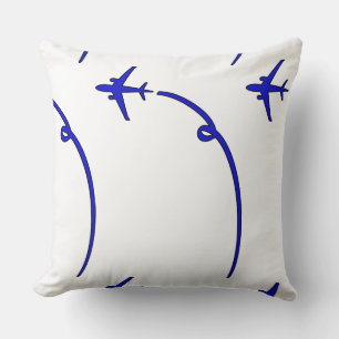 Plane With Air Trail White   Throw Pillow