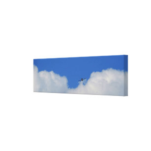 Plane With Clouds Panoramic Canvas Print