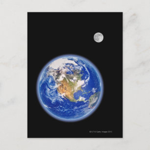 Planer Earth and Moon Postcard