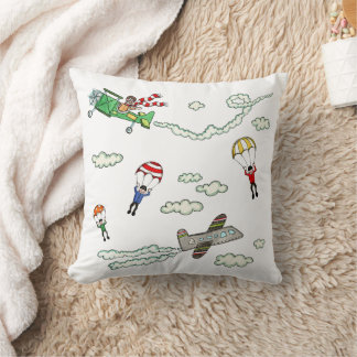 Planes and Parachutes Throw Pillow