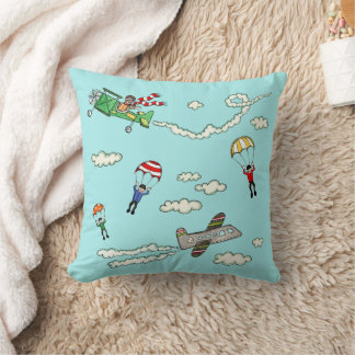 Planes and Parachutes Throw Pillow