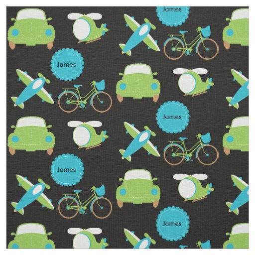 Planes, Bikes, and Automobiles Blue Fabric