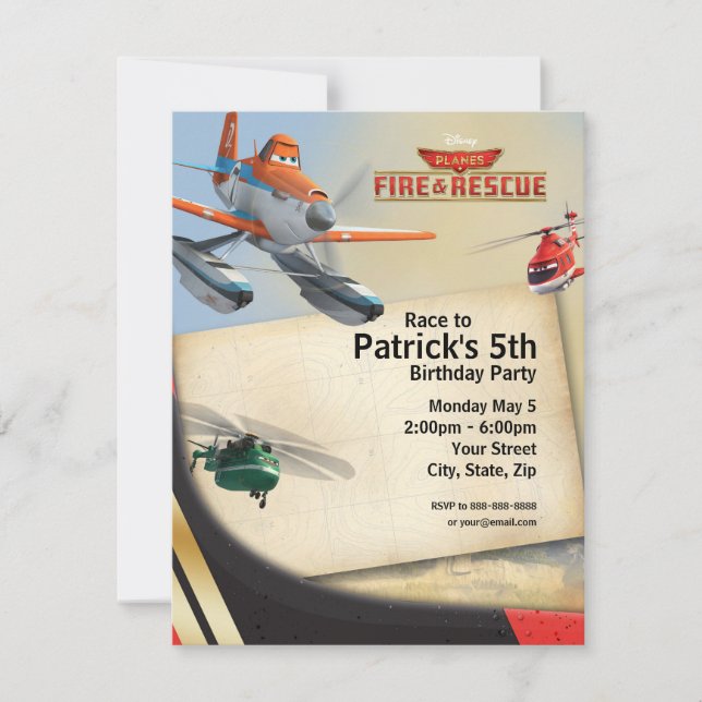 Planes Fire & Rescue Birthday Invitation (Front)