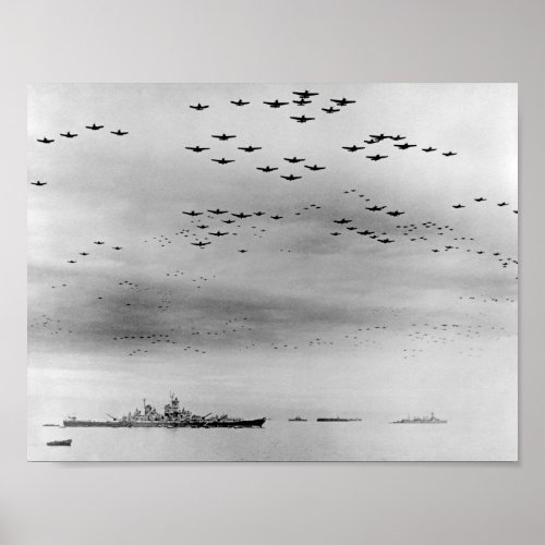 Planes Flying In Formation Over Allied Fleets Poster