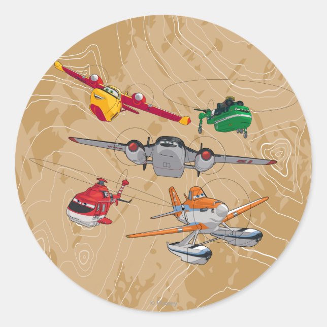 Planes Group Classic Round Sticker (Front)
