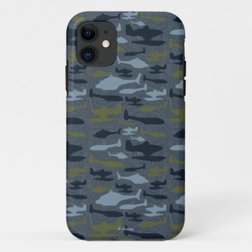 Planes Silhouettes Topographical Pattern iPhone 11 Case