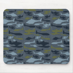 Planes Silhouettes Topographical Pattern Mouse Pad