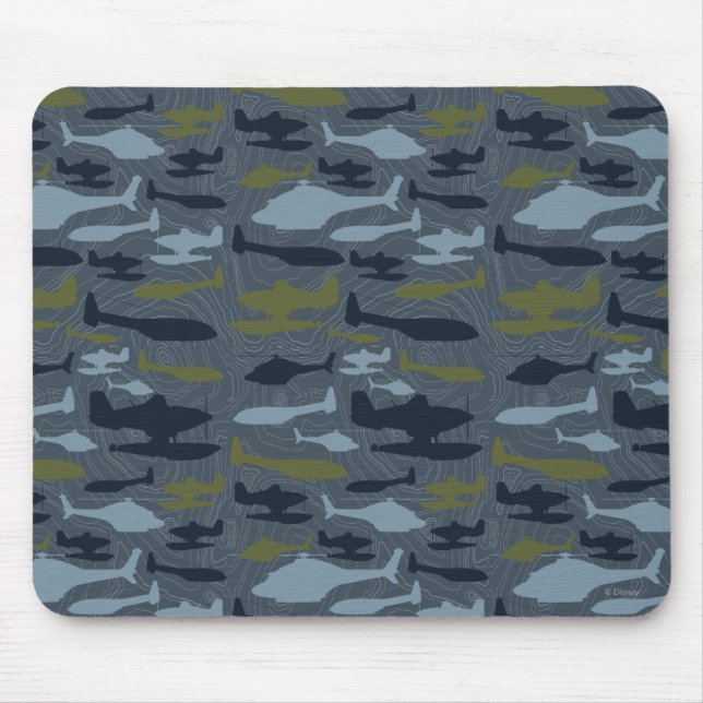 Planes Silhouettes Topographical Pattern Mouse Pad (Front)