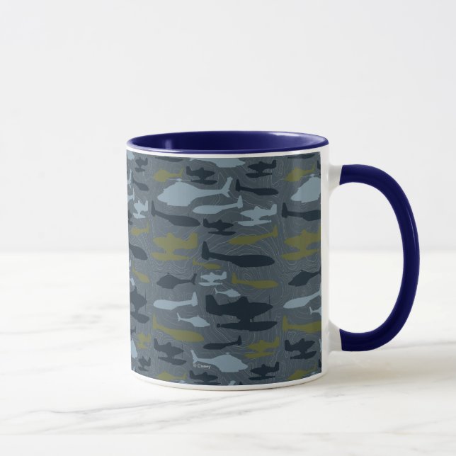 Planes Silhouettes Topographical Pattern Mug (Right)