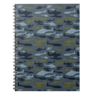 Planes Silhouettes Topographical Pattern Notebook