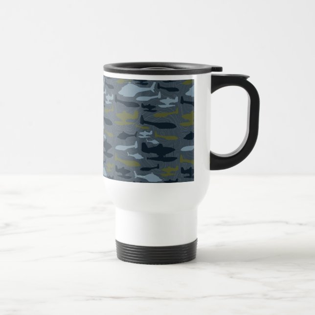 Planes Silhouettes Topographical Pattern Travel Mug (Right)