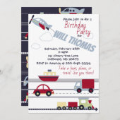 Planes, Trains, and Cars Baby Shower Invitation (Front/Back)