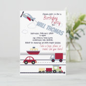 Planes, Trains, and Cars Baby Shower Invitation (Standing Front)