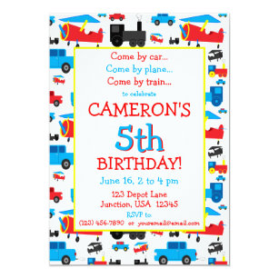 Vehicle Birthday Invitations 6