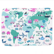 Planes Trains Boats Cars Word Traveler Map Baby Blanket