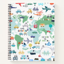 Planes Trains Boats Cars Word Traveler Map Notebook