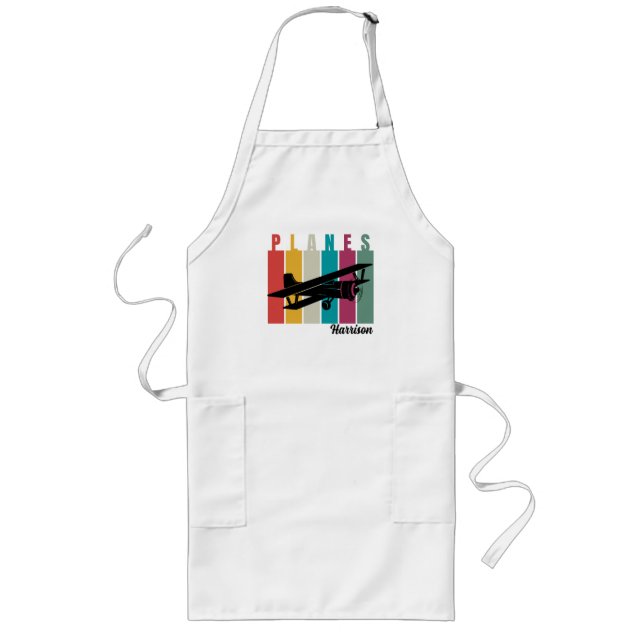 Planes,Typography,Aviation,Minimalist,Personalized Long Apron (Front)