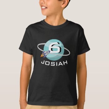 Planet And Spaceship  Birthday T-shirt by LightinthePath at Zazzle