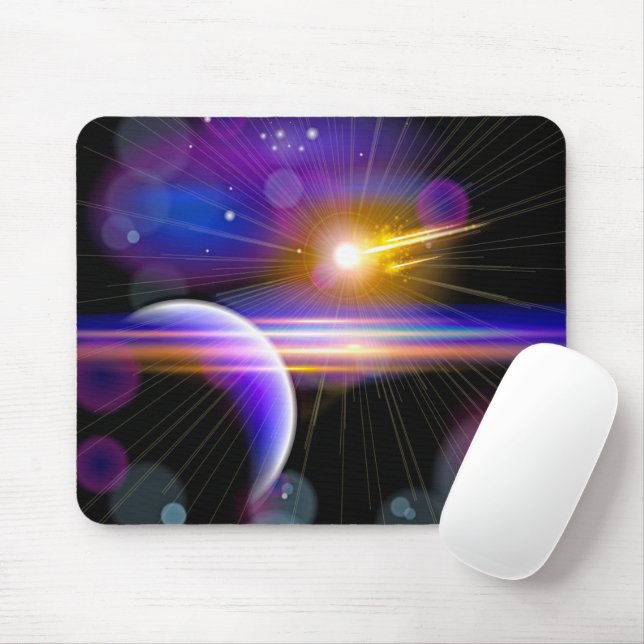 Planet and Star Design Mouse Pad (With Mouse)