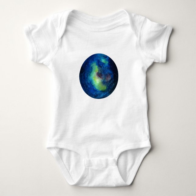 Planet Baby Jersey Bodysuit, White Baby Bodysuit (Front)