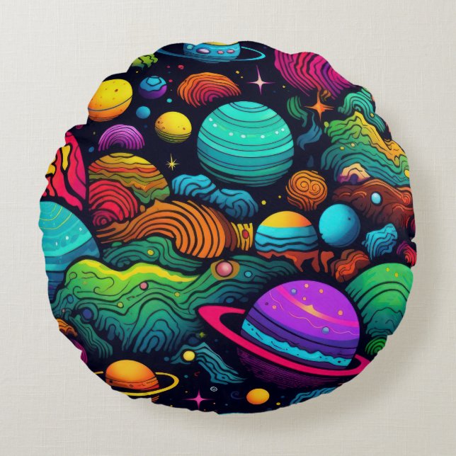 Planet background round pillow (Front)