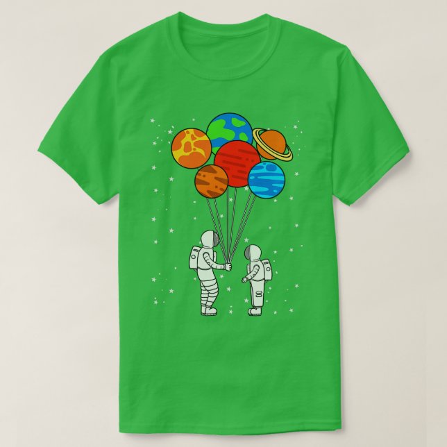 Planet Balloons Astronaut Planets Galaxy Space Out T-Shirt (Design Front)