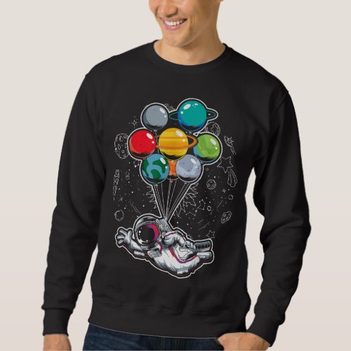 Planet Balloons Outer Space Kids Science Astronaut Sweatshirt