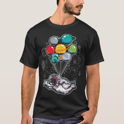 Planet Balloons Outer Space Kids Science Astronaut T_Shirt