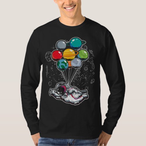 Planet Balloons Outer Space Kids Science Astronaut T_Shirt