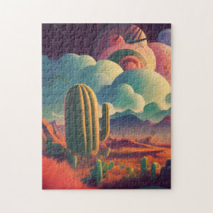 planet cactus space psychedelic jigsaw puzzle