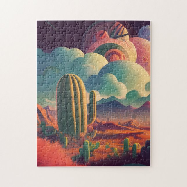 planet cactus space psychedelic jigsaw puzzle (Vertical)