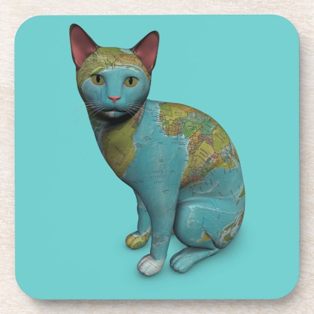 Planet Cat Beverage Coaster (Front)
