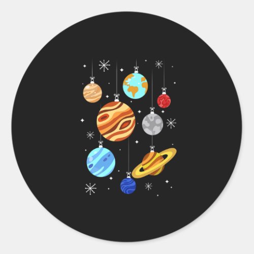 Planet Christmas Ornaments Colorful Funny Xmas Paj Classic Round Sticker