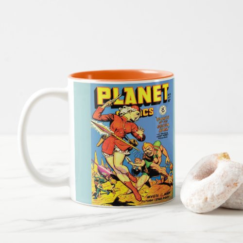 PLANET COMICS ILLUSTRATION FROM THE 1950s Two_Tone Coffee Mug