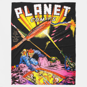 Planet Comics Laser Attack Sci Fi Vintage Comics Fleece Blanket