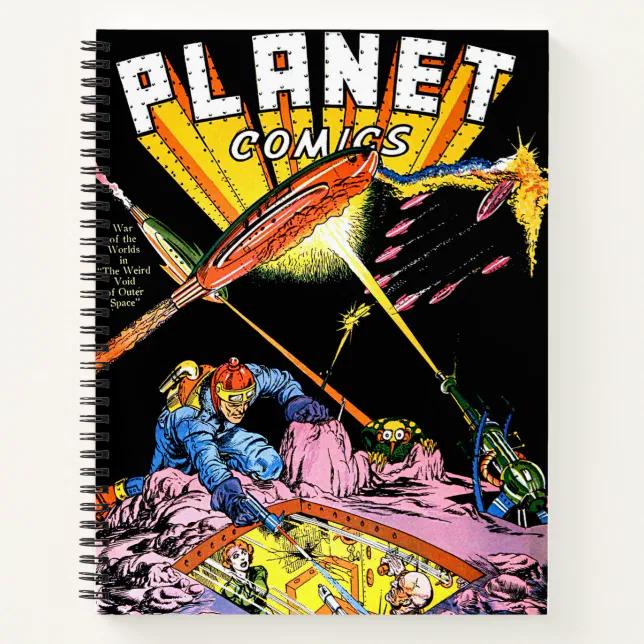 Planet Comics Laser Attack Sci Fi Vintage Comics Notebook (Front)