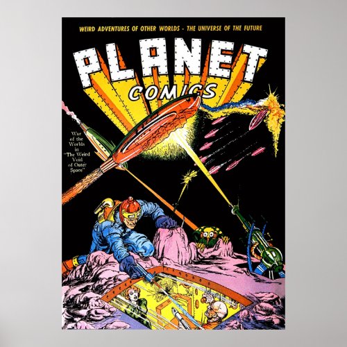 Planet Comics Laser Attack Sci Fi Vintage Comics Poster