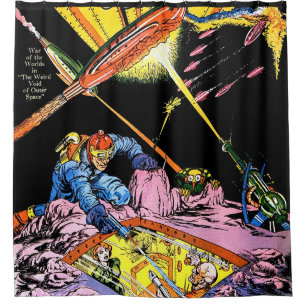 Planet Comics Laser Attack Sci Fi Vintage Comics Shower Curtain